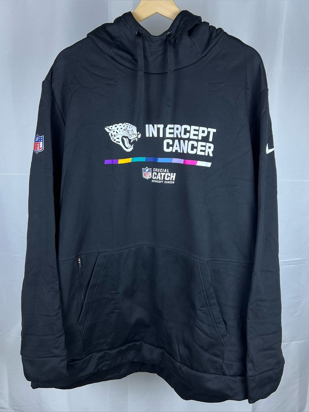MENS NIKE JACKSONVILLE JAGUARS INTERCEPT CANCER TEAM ISSUED HOODIE BLACK Large